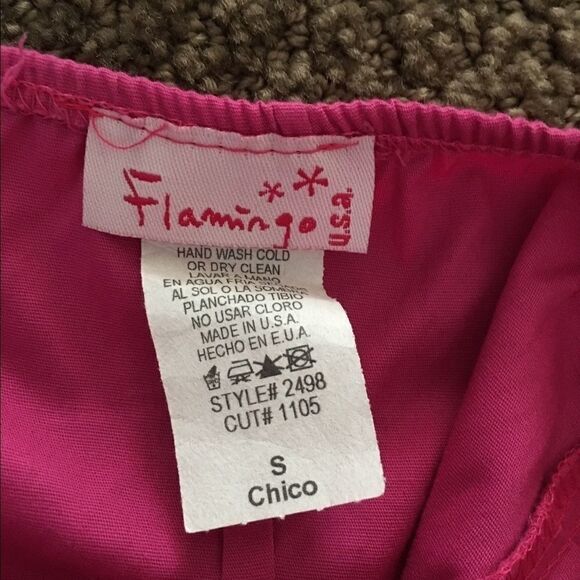 Flamingo USA Hot Pink Strapless Dress w/ Floral Appliqué Design, Size S - Picture 4 of 5